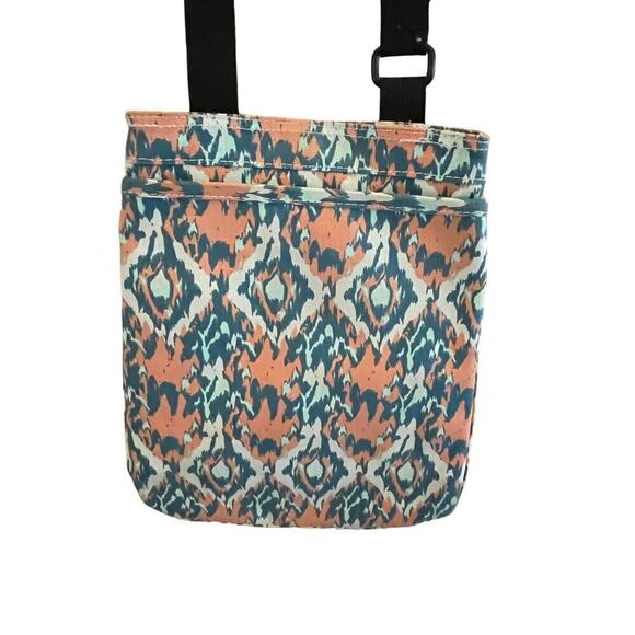 Kavu Shoulder crossbody purse. Teal rope handle. multi color ikat print!gorgeous - Picture 4 of 11